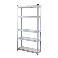 Стелаж металевий Siker P9040L 180x90x40 см, 5 полиць білий для складу, гаража та будинку (42400212)