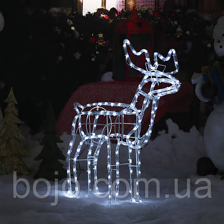 Світлодіодна фігура з дюралайта "Олень" 60 х 56 см вуличний декор (середнього розміру) Білий, фото 1