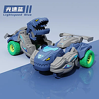 Игрушка инерционная машинка динозавр трансформер синий 12 см