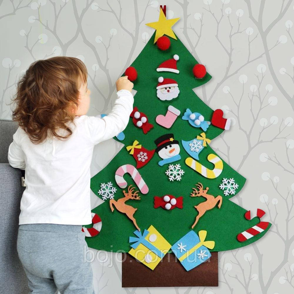 Дитячий святковий декор Фетрова ялинка 120 см Softy Tree з набором прикрас 22 штуки на липучці (HA-79)