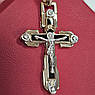 Хрестик з білого та жовтого золота з розп'яттям чорною емаллю і білими фіанітами, фото 3