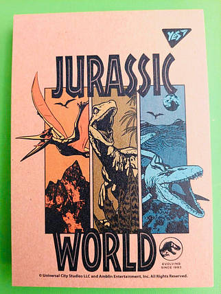 Канц Блокнот А6/80 # склейка ”YES” /151914/ ”Jurassic World” білила, крафт (3/168), фото 1