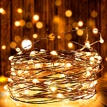 Святкова кімнатна гірлянда на батареях Xmas "Роса" 5 м, тепле освітлення на 3 батарейки (HA-53)