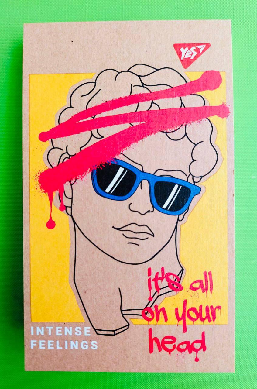 Канц Блокнот А7+/80 # склейка ”YES” /151919/ ”Intense feelings” білила, крафт (3/252)