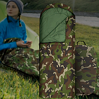 Спальный мешок для кемпинга, походов и отдыха на природе 180+30х75 см, Камуфляж