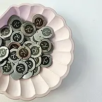 Залізні металеві бирки пришивні ярлики етикетки на металі круглі для одягу