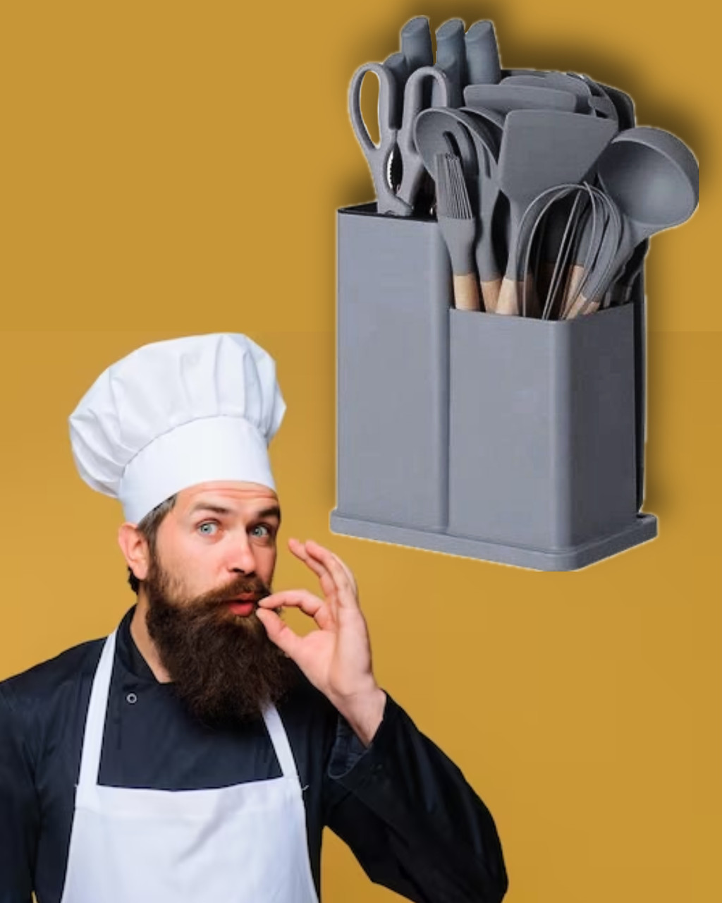 Набір кухонного приладдя 19 шт. із підставкою та ножами TS Kitchen QXF-05 кухонні аксесуари 19 Предметів
