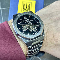 Патриотические часы мужские стальные механические с автоподзаводом, наручные мужские часы с гравировкой