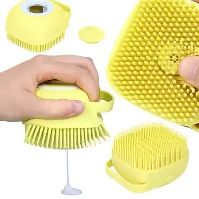 Силіконова масажна щітка мочалка YELLOW Silicone Massage Bath <unk> Мочалка для купання <unk> Щітка для тварин