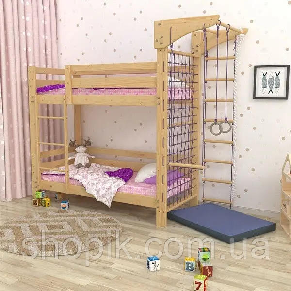 Двоярусне дерев'яне дитяче ліжко (babyson 8) 80x190 см, Кроваті для двох дітей Shopik