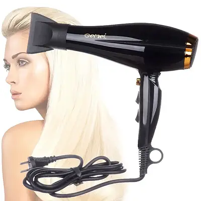 Професійний фен для волосся класичний Gemei GM 1765 Потужний фен для сушіння та укладання волосся 2800W