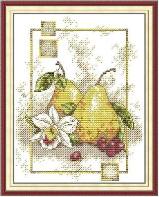 Набір для вишивання за нанесеною на канву схемою "Pears". AIDA 14CT printed 18*22 см