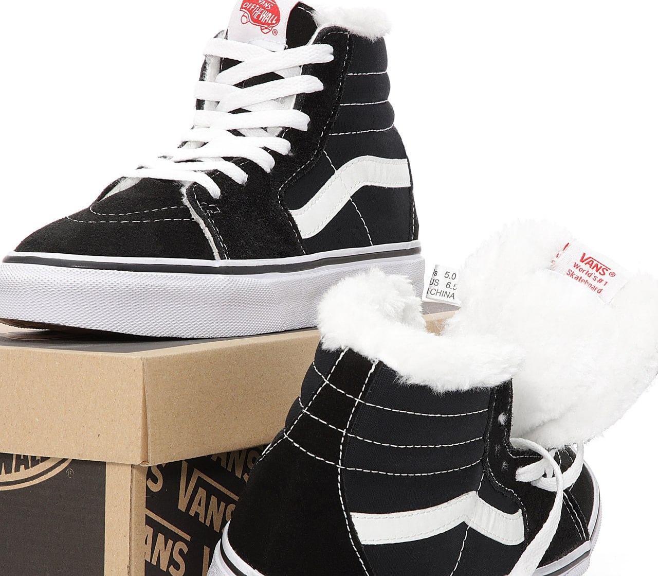 Vans Old Skool High Black White Winter Fur