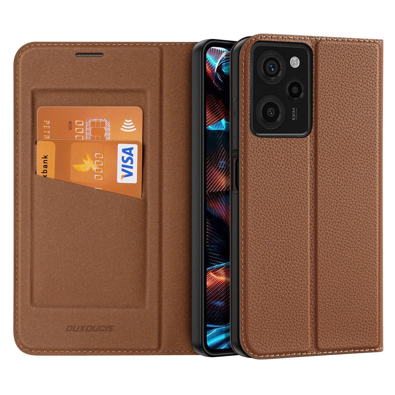 Чохол книжка Dux Ducis Skin X2 з кишенею для візиток для Xiaomi Redmi Note 12 Pro 5G / Poco X5 Pro 5G Brown