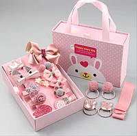 Набор детских заколок Розовый в подарочной коробочке Ma vie Mari 18 шт