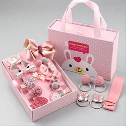 Набір дитячих заколок Рожевий в подарунковій коробочці Ma vie Mari 18 шт