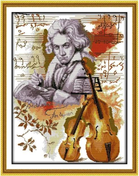 Набір для вишивання за нанесеною на канву схемою "Beethoven". AIDA 14CT printed 43*54 см