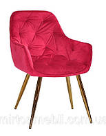 Кресло мягкое Chic GD GOLD ткань Vel для гостиной, красный