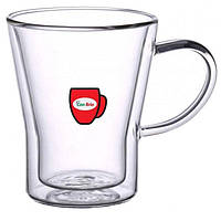 Прозрачная чашка с двойным дном Con Brio CB-8535-2 350 мл 2 шт, Набор чашек для двоих, Стаканы с VE-600