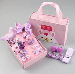 Набір дитячих заколок Фіолетовий в подарунковій коробочці Ma vie Mari 18 шт