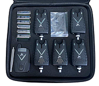 Набор сигнализаторов поклевки Shark TLI 34 с пейджером (5+1) в кейсе + батарейки (кроны)