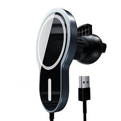 Автотримач для телефона з бездротовою зарядкою Wireless Amaztec Magnetic 15W Car Charger for iPhone 12 Serie