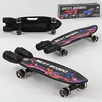 Скейтборд Best Board S-00501 с музыкой и дымом, USB зарядка, колеса PU со светом 60х45 мм