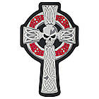 Нашивка термо (thps-071) Кельтський хрест з черепом та червоним візерунком наспинна, фото 4