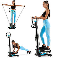 Степпер зі стійкою + еспандери Hop-Sport HS-055S Noble синій, до 100 кг