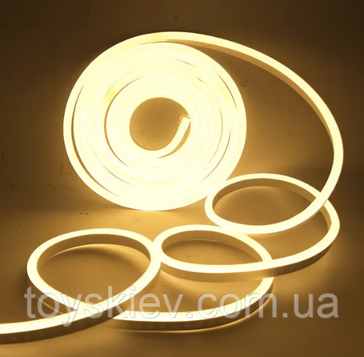 Стрічка силіконова LED NEON Жовтий 5м 12V-220V /0729, фото 1