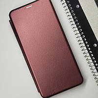Чехол книжка кожаный с визитницей для Xiaomi Redmi 12C (Бордовый) / чехол книжка на редми 12ц