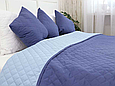 Покривало двостороннє стьобане 150х212 мікрофібра якісне, полуторне покривало синє шикарні, фото 6