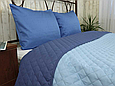 Покривало двостороннє стьобане 150х212 мікрофібра якісне, полуторне покривало синє шикарні, фото 8