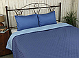 Покривало двостороннє стьобане 150х212 мікрофібра якісне, полуторне покривало синє шикарні, фото 3