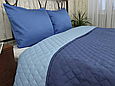 Покривало двостороннє стьобане 150х212 мікрофібра якісне, полуторне покривало синє шикарні, фото 4