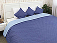 Покривало двостороннє стьобане 150х212 мікрофібра якісне, полуторне покривало синє шикарні, фото 5