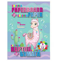 Картон В5 цв.2-х сторонний 6л + 2л металик + цв.бумага 12л Drama lama (8 цв.) №13272 (8уп)