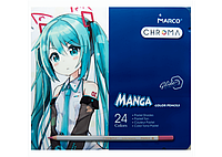 Цветные карандаши Chroma "MARCO" 24 цвета пастельные шестигранные в металлической упаковке №8550-24TN