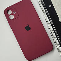 Чехол на Apple iPhone 11 (6.1") Silicone Case бордовый силиконовый защита камеры / для айфон 11