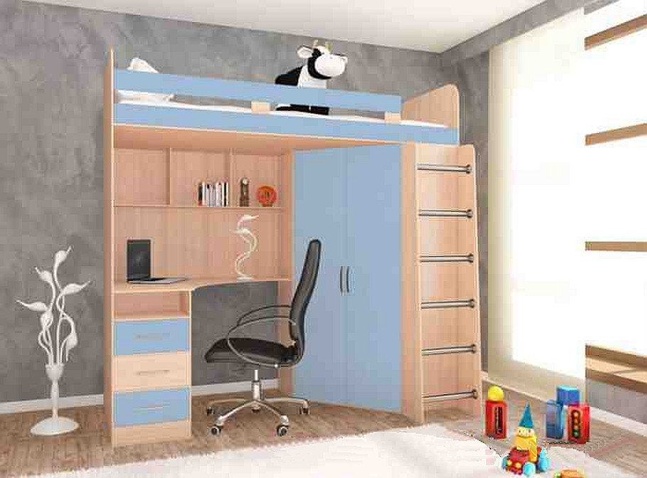 Ліжко горище для дорослих із робочим місцем, КЧВР-2804