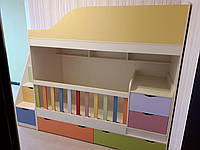Детская двухъярусная кровать-трансформер с ящиками, пеленальным комодом и лестницей-комодом АЛ15-2 Merabel