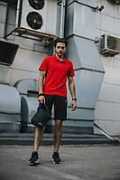 Комплект чоловічий Nike: поло червоне + шорти чорні + барсетка чорна (1587019325)