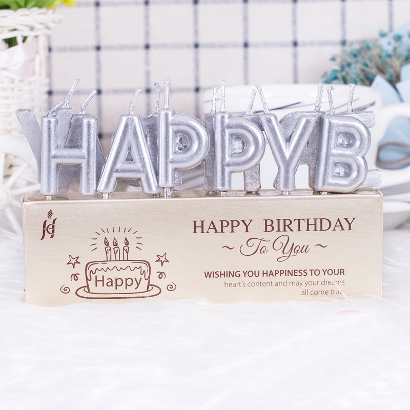 Свічки букви «Happy birthday» срібло, фото 1