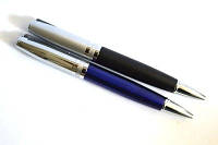 Ручка металлическая поворотная BAIXIN BP909 (серебро+черный/синий)