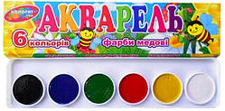 Акварель 6 кольорів медові (картонне паковання) КОЛОРИТ