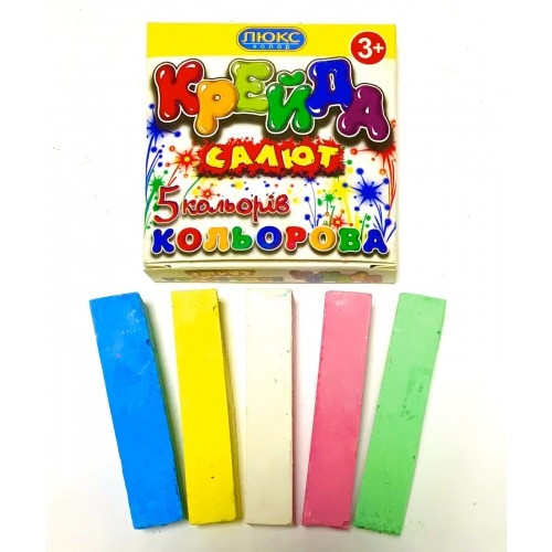 Мел кольоровий 5 кольорів квадратний No А-105СМ Салют м'який 16*16*80 ЛЮКС КОЛОР, фото 1