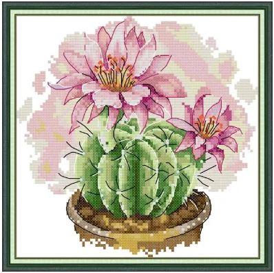 Набір для вишивання за нанесеною на канву схемою "Cactus". AIDA 14CT printed, 21*21 см
