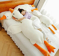 Тренд TikTok м'яка плюшева іграшка подушка-обіймашка для сну Гусак обіймайся для діток, 110 см, білий