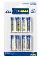 Батарейки щелочные Buromax LR03/AАA ВМ 5901-12 (12уп) на планшете