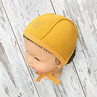 0-1 р 36 (1) тёплый с начёсом чепчик для новорожденных шапочка для грудничка с завязками 4017 ГРЧ